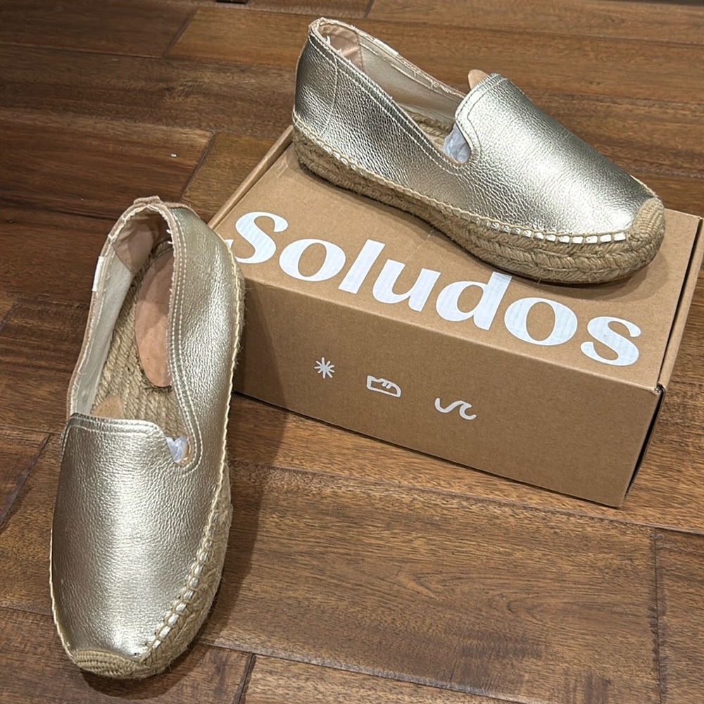 Soludos gold espadrille shoes